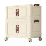 Maxbell Foldable Storage Cabinet Fashion Portable for Farmhouse Drawing Room Kitchen Beige 2 Layers 55 cm