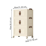 Maxbell Foldable Storage Cabinet Fashion Portable for Farmhouse Drawing Room Kitchen Beige 3 Layers 55 cm