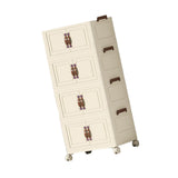 Maxbell Foldable Storage Cabinet Fashion Portable for Farmhouse Drawing Room Kitchen Beige 4 Layers 55 cm