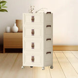 Maxbell Foldable Storage Cabinet Fashion Portable for Farmhouse Drawing Room Kitchen Beige 4 Layers 55 cm