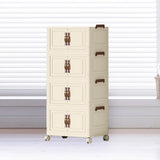 Maxbell Foldable Storage Cabinet Fashion Portable for Farmhouse Drawing Room Kitchen Beige 4 Layers 55 cm