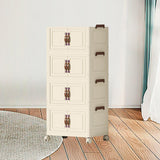 Maxbell Foldable Storage Cabinet Fashion Portable for Farmhouse Drawing Room Kitchen Beige 4 Layers 55 cm