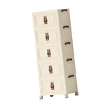 Maxbell Foldable Storage Cabinet Fashion Portable for Farmhouse Drawing Room Kitchen Beige 5 Layers 55 cm