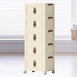 Maxbell Foldable Storage Cabinet Fashion Portable for Farmhouse Drawing Room Kitchen Beige 5 Layers 55 cm