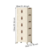 Maxbell Foldable Storage Cabinet Fashion Portable for Farmhouse Drawing Room Kitchen Beige 5 Layers 55 cm