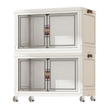 Maxbell Foldable Storage Cabinet Fashion Portable for Farmhouse Drawing Room Kitchen White 2 Layers 65 cm