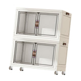Maxbell Foldable Storage Cabinet Fashion Portable for Farmhouse Drawing Room Kitchen White 2 Layers 65 cm