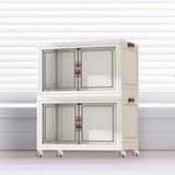 Maxbell Foldable Storage Cabinet Fashion Portable for Farmhouse Drawing Room Kitchen White 2 Layers 65 cm