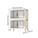 Maxbell Foldable Storage Cabinet Fashion Portable for Farmhouse Drawing Room Kitchen White 2 Layers 65 cm