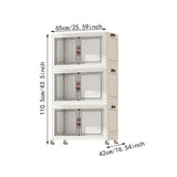 Maxbell Foldable Storage Cabinet Fashion Portable for Farmhouse Drawing Room Kitchen White 3 Layers 65 cm