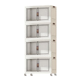 Maxbell Foldable Storage Cabinet Fashion Portable for Farmhouse Drawing Room Kitchen White 4 Layers 65 cm