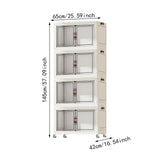 Maxbell Foldable Storage Cabinet Fashion Portable for Farmhouse Drawing Room Kitchen White 4 Layers 65 cm