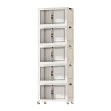 Maxbell Foldable Storage Cabinet Fashion Portable for Farmhouse Drawing Room Kitchen White 5 Layers 65 cm
