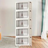 Maxbell Foldable Storage Cabinet Fashion Portable for Farmhouse Drawing Room Kitchen White 5 Layers 65 cm