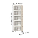 Maxbell Foldable Storage Cabinet Fashion Portable for Farmhouse Drawing Room Kitchen White 5 Layers 65 cm
