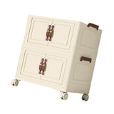 Maxbell Foldable Storage Cabinet Fashion Portable for Farmhouse Drawing Room Kitchen Beige 2 Layers 65 cm