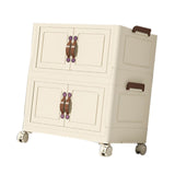 Maxbell Foldable Storage Cabinet Fashion Portable for Farmhouse Drawing Room Kitchen Beige 2 Layers 65 cm