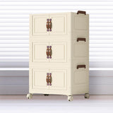 Maxbell Foldable Storage Cabinet Fashion Portable for Farmhouse Drawing Room Kitchen Beige 3 Layers 65 cm