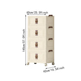Maxbell Foldable Storage Cabinet Fashion Portable for Farmhouse Drawing Room Kitchen Beige 4 Layers 65 cm