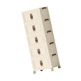 Maxbell Foldable Storage Cabinet Fashion Portable for Farmhouse Drawing Room Kitchen Beige 5 Layers 65 cm