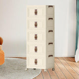 Maxbell Foldable Storage Cabinet Fashion Portable for Farmhouse Drawing Room Kitchen Beige 5 Layers 65 cm