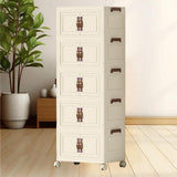 Maxbell Foldable Storage Cabinet Fashion Portable for Farmhouse Drawing Room Kitchen Beige 5 Layers 65 cm