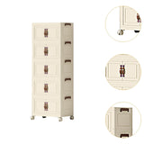 Maxbell Foldable Storage Cabinet Fashion Portable for Farmhouse Drawing Room Kitchen Beige 5 Layers 65 cm
