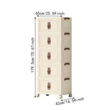Maxbell Foldable Storage Cabinet Fashion Portable for Farmhouse Drawing Room Kitchen Beige 5 Layers 65 cm
