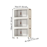 Maxbell Foldable Storage Cabinet Fashion Portable for Farmhouse Drawing Room Kitchen White 3 Layers 70 cm