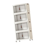 Maxbell Foldable Storage Cabinet Fashion Portable for Farmhouse Drawing Room Kitchen White 4 Layers 70 cm