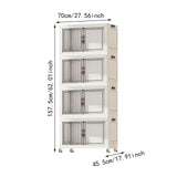 Maxbell Foldable Storage Cabinet Fashion Portable for Farmhouse Drawing Room Kitchen White 4 Layers 70 cm