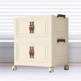 Maxbell Foldable Storage Cabinet Fashion Portable for Farmhouse Drawing Room Kitchen Beige 2 Layers 70 cm