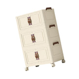Maxbell Foldable Storage Cabinet Fashion Portable for Farmhouse Drawing Room Kitchen Beige 3 Layers 70 cm