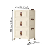 Maxbell Foldable Storage Cabinet Fashion Portable for Farmhouse Drawing Room Kitchen Beige 3 Layers 70 cm