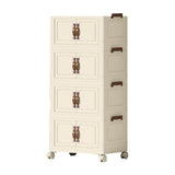 Maxbell Foldable Storage Cabinet Fashion Portable for Farmhouse Drawing Room Kitchen Beige 4 Layers 70 cm
