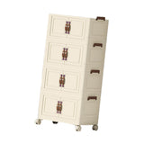 Maxbell Foldable Storage Cabinet Fashion Portable for Farmhouse Drawing Room Kitchen Beige 4 Layers 70 cm