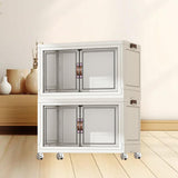 Maxbell Foldable Storage Cabinet Fashion Portable for Farmhouse Drawing Room Kitchen White 2 Layers 75 cm