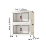 Maxbell Foldable Storage Cabinet Fashion Portable for Farmhouse Drawing Room Kitchen White 2 Layers 75 cm