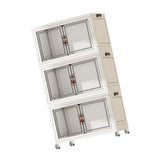 Maxbell Foldable Storage Cabinet Fashion Portable for Farmhouse Drawing Room Kitchen White 3 Layers 75 cm