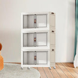Maxbell Foldable Storage Cabinet Fashion Portable for Farmhouse Drawing Room Kitchen White 3 Layers 75 cm