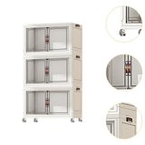 Maxbell Foldable Storage Cabinet Fashion Portable for Farmhouse Drawing Room Kitchen White 3 Layers 75 cm