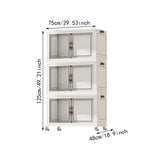 Maxbell Foldable Storage Cabinet Fashion Portable for Farmhouse Drawing Room Kitchen White 3 Layers 75 cm