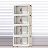 Maxbell Foldable Storage Cabinet Fashion Portable for Farmhouse Drawing Room Kitchen White 4 Layers 75 cm