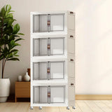 Maxbell Foldable Storage Cabinet Fashion Portable for Farmhouse Drawing Room Kitchen White 4 Layers 75 cm