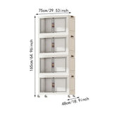 Maxbell Foldable Storage Cabinet Fashion Portable for Farmhouse Drawing Room Kitchen White 4 Layers 75 cm