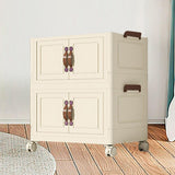 Maxbell Foldable Storage Cabinet Fashion Portable for Farmhouse Drawing Room Kitchen Beige 2 Layers 75 cm