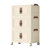 Maxbell Foldable Storage Cabinet Fashion Portable for Farmhouse Drawing Room Kitchen Beige 3 Layers 75 cm