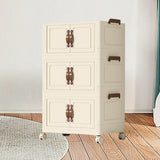 Maxbell Foldable Storage Cabinet Fashion Portable for Farmhouse Drawing Room Kitchen Beige 3 Layers 75 cm