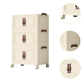 Maxbell Foldable Storage Cabinet Fashion Portable for Farmhouse Drawing Room Kitchen Beige 3 Layers 75 cm