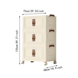 Maxbell Foldable Storage Cabinet Fashion Portable for Farmhouse Drawing Room Kitchen Beige 3 Layers 75 cm